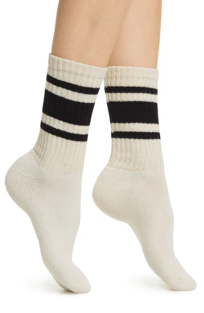 Shop American Trench Mono Stripe Cotton Blend Crew Socks In Black