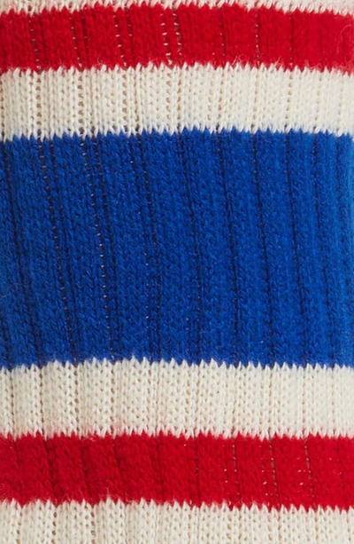 Shop American Trench The Retro Stripe Quarter Socks In Royal/ Red
