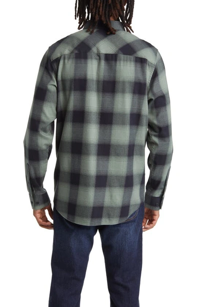 Shop Travismathew Cloud Plaid Flannel Button-up Shirt In Black/ Laurel