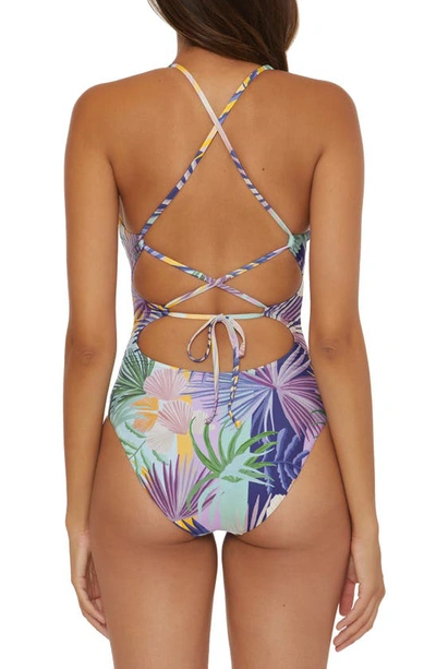 Shop Becca Under Sea Plunge Neck One-piece Swimsuit In Multi