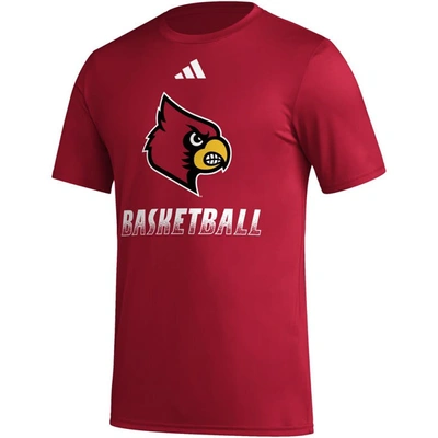 Shop Adidas Originals Adidas  Red Louisville Cardinals Fadeaway Basketball Pregame Aeroready T-shirt