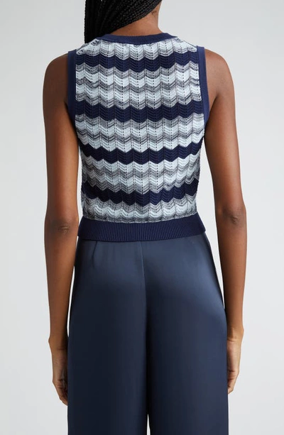 Ramy Brook Bonnie Sleeveless Knit Sweater In Navy Combo High Twist Cotton