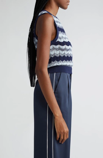 Ramy Brook Bonnie Sleeveless Knit Sweater In Navy Combo High Twist Cotton