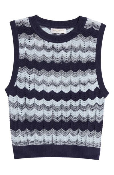 Ramy Brook Bonnie Sleeveless Knit Sweater In Navy Combo High Twist Cotton