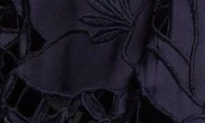 Ramy Brook Mikayla Floral Lace Top In Navy Sateen Floral Cutout