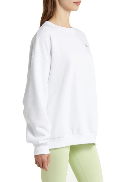 Shop Alo Yoga Accolade Crewneck Cotton Blend Sweatshirt In White