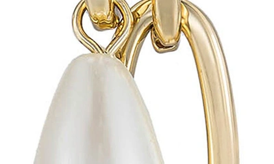 Ettika Oval Link Pearl Dangle Earrings In Gold