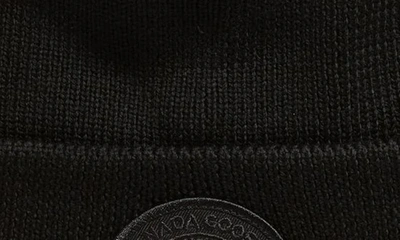Shop Canada Goose Arctic Disc Merino Wool Toque Beanie In Black/ Black