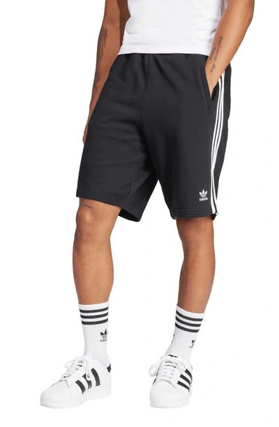 Shop Adidas Originals Adicolor 3-stripes Cotton French Terry Shorts In Black
