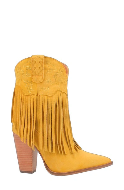Dingo Crazy Train Fringe Zip-up Western Boot In Yellow