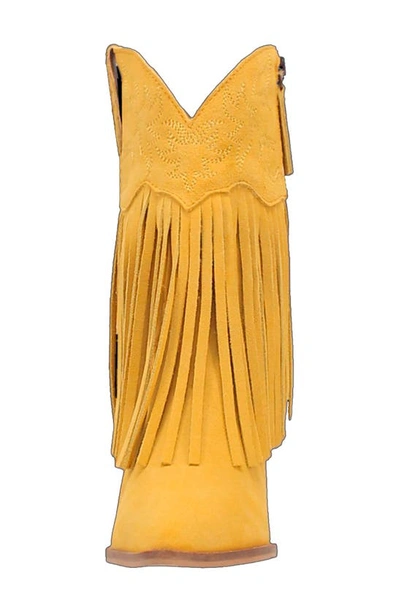Dingo Crazy Train Fringe Zip-up Western Boot In Yellow