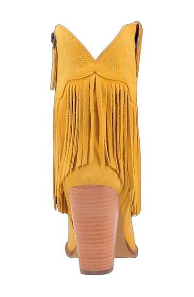 Dingo Crazy Train Fringe Zip-up Western Boot In Yellow