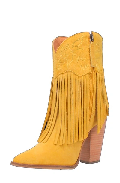 Dingo Crazy Train Fringe Zip-up Western Boot In Yellow