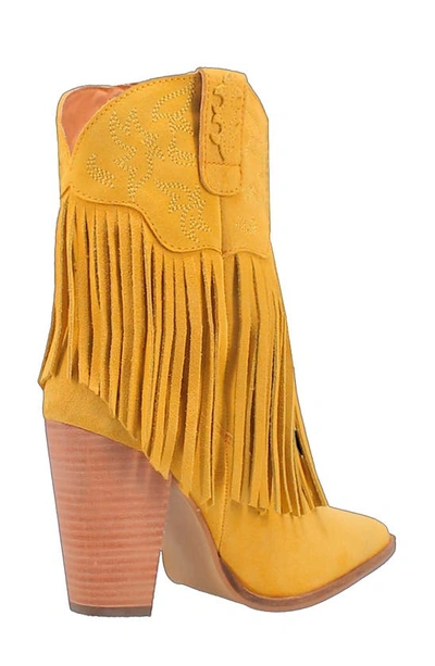 Dingo Crazy Train Fringe Zip-up Western Boot In Yellow
