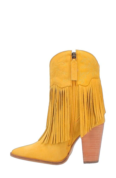 Dingo Crazy Train Fringe Zip-up Western Boot In Yellow