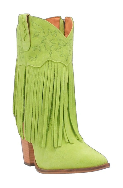 Shop Dingo Fringe Zip-up Western Boot In Lime