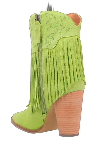 Shop Dingo Fringe Zip-up Western Boot In Lime