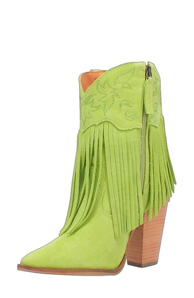 Shop Dingo Fringe Zip-up Western Boot In Lime