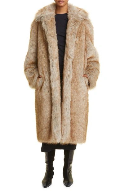 Shop Totême Faux Fur Coat In Beige