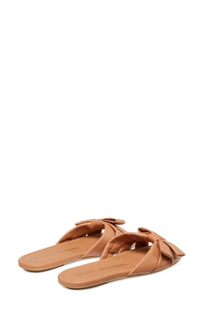 Shop Stuart Weitzman Sofia Bow Slide Sandal In Tan Leather