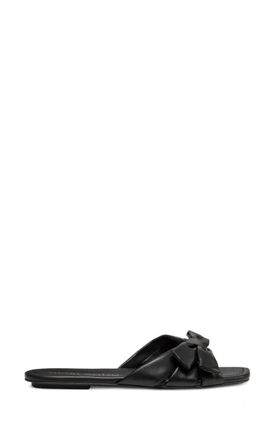 Stuart Weitzman Cece Twisted Leather Ring Slide Sandals In Black Leather