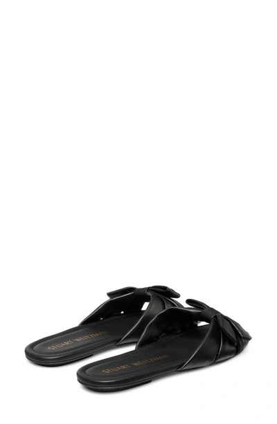 Stuart Weitzman Cece Twisted Leather Ring Slide Sandals In Black Leather