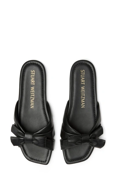 Stuart Weitzman Cece Twisted Leather Ring Slide Sandals In Black Leather