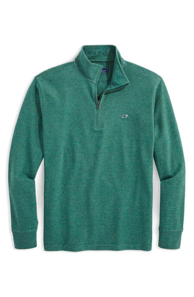 Shop Vineyard Vines Saltwater Stripe Quarter Zip Pullover In Charleston Green