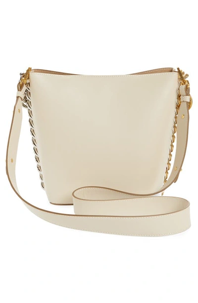 Shop Stella Mccartney Frayme Faux Leather Bucket Bag In Pure White