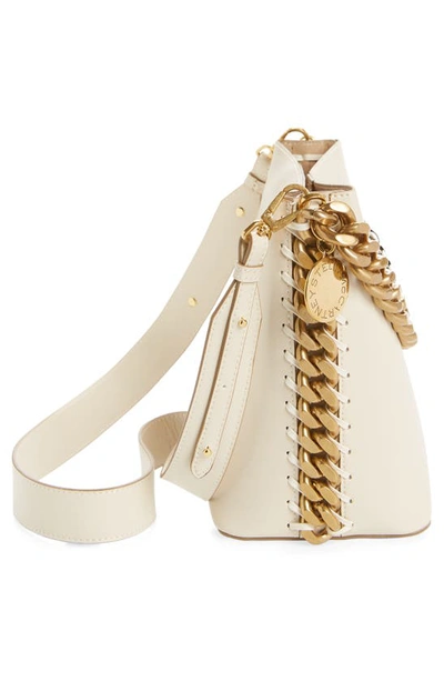 Shop Stella Mccartney Frayme Faux Leather Bucket Bag In Pure White