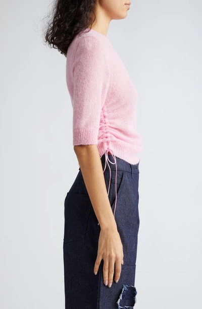 Shop Cecilie Bahnsen Videl Drawcord Tie Semisheer Alpaca & Wool Blend Sweater In Soft Pink