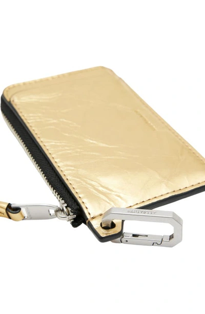 Shop Allsaints Remy Metallic Leather Wallet In Gold
