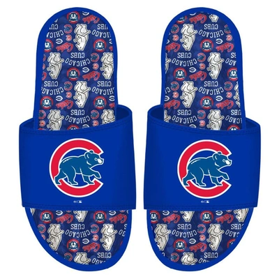 Shop Islide Chicago Cubs Team Pattern Gel Slide Sandals In Royal