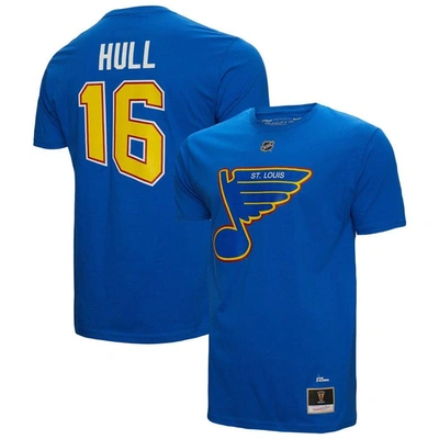 Shop Mitchell & Ness Brett Hull Blue St. Louis Blues  Name & Number T-shirt