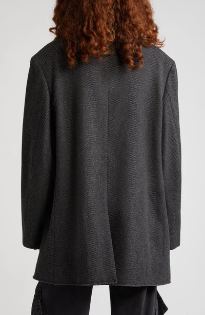Shop Acne Studios Okilly Wool Blend Herringbone Blazer In Grey/ Black