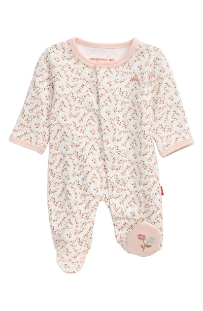 Shop Magnetic Me Bedford Floral Organic Cotton Footie In Pink