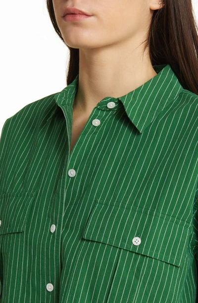Shop Madewell Signature Poplin Cargo Cotton Button-up Shirt In Varsity Green