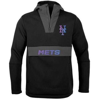 Shop Levelwear Black New York Mets Ruckus Quarter-zip Hoodie