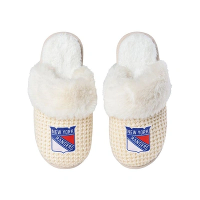 Shop Foco New York Rangers Open Back Slippers In Cream