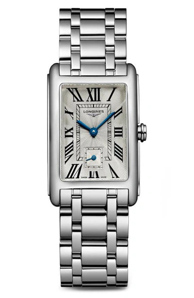 Shop Longines Dolcevita Rectangular Bracelet Watch, 23mm X 37mm In Silver