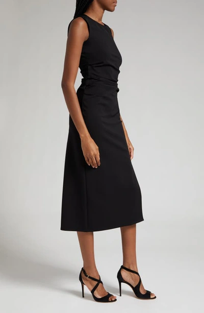 Shop Reiss Scarlett Sleeveless Ruched Midi Dress In Black