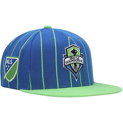 Shop Mitchell & Ness Blue Seattle Sounders Fc Team Pin Snapback Hat