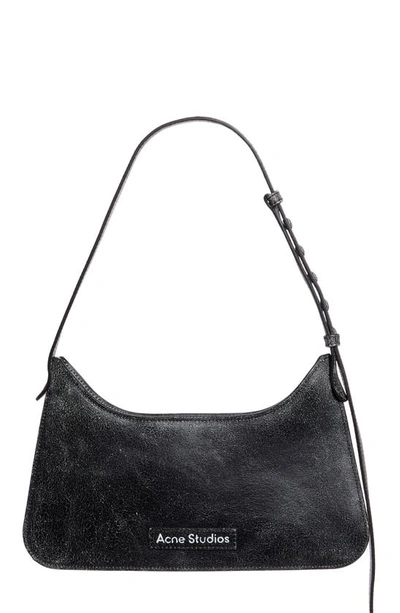 Shop Acne Studios Mini Platt Crackle Leather Shoulder Bag In Black