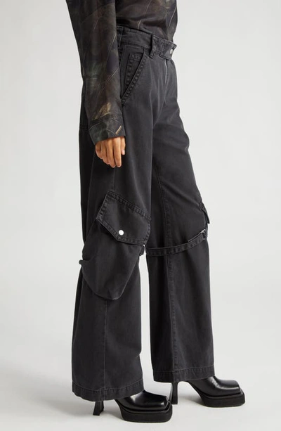 Shop Acne Studios Potina Cotton Cargo Pants In Washed Black