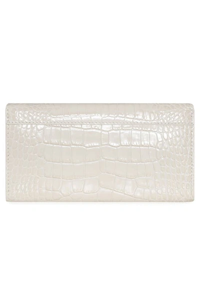 Shop Strathberry Multrees Croc Embossed Leather Wallet On A Chain In Vanilla