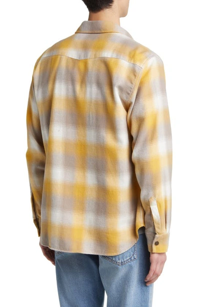 Shop Billy Reid Plaid Flannel Snap-up Western Shirt In Natural/ Yellow
