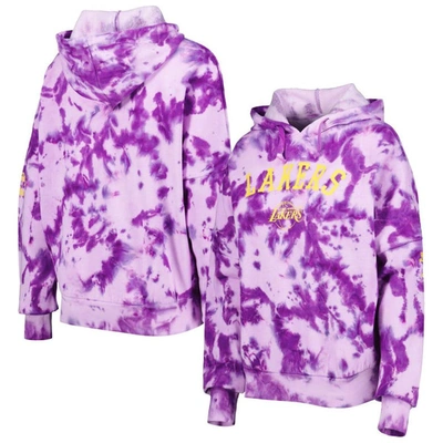 Shop New Era Purple Los Angeles Lakers Brushed Cotton Tie-dye Pullover Hoodie