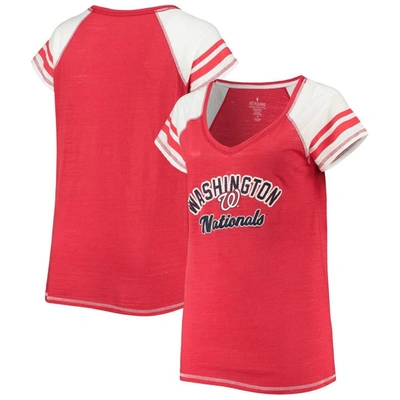 Shop Soft As A Grape Red Washington Nationals Curvy Colorblock Tri-blend Raglan V-neck T-shirt
