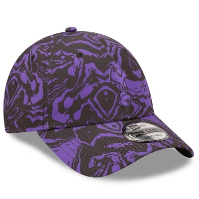 Shop New Era Black/purple Tottenham Hotspur Allover Print 9forty Adjustable Hat