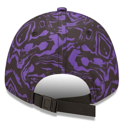Shop New Era Black/purple Tottenham Hotspur Allover Print 9forty Adjustable Hat